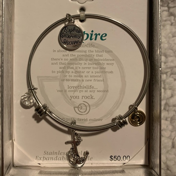 Stainless steel Anchor Charm bangle - Picture 2 of 3